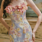Ornate Spaghetti Straps Floral Prom Dress Appliques Sheath Evening Dress C8504