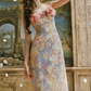 Ornate Spaghetti Straps Floral Prom Dress Appliques Sheath Evening Dress C8504