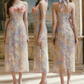 Ornate Spaghetti Straps Floral Prom Dress Appliques Sheath Evening Dress C8504