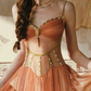 Robe de bal de princesse bustier à volants en satin long, robe de soirée C8117