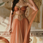 Robe de bal de princesse bustier à volants en satin long, robe de soirée C8117