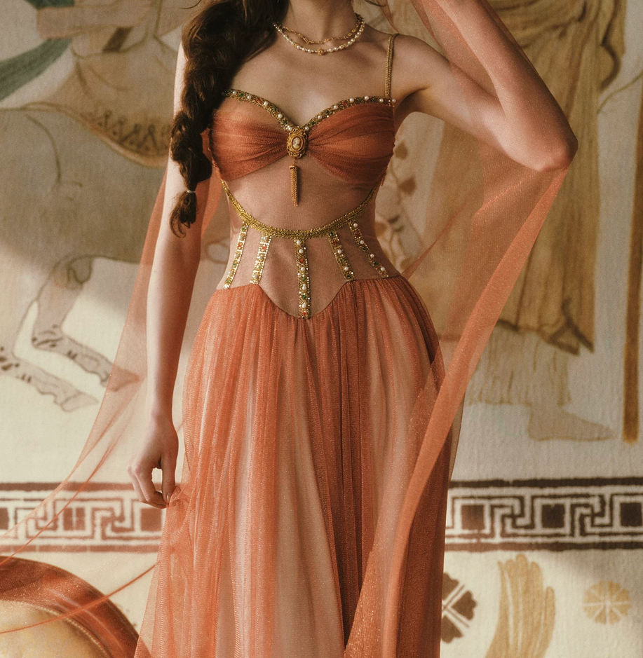Robe de bal de princesse bustier à volants en satin long, robe de soirée C8117