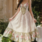 Sleek Spaghetti Straps Floral Prom Dress Ruffles A-Line Evening Dress C8506