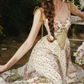 Sleek Spaghetti Straps Floral Prom Dress Ruffles A-Line Evening Dress C8506