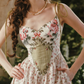 Sleek Spaghetti Straps Floral Prom Dress Ruffles A-Line Evening Dress C8506