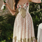 Sleek Spaghetti Straps Floral Prom Dress Ruffles A-Line Evening Dress C8506