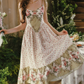 Sleek Spaghetti Straps Floral Prom Dress Ruffles A-Line Evening Dress C8506