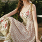 Sleek Spaghetti Straps Floral Prom Dress Ruffles A-Line Evening Dress C8506