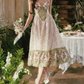 Sleek Spaghetti Straps Floral Prom Dress Ruffles A-Line Evening Dress C8506