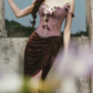Robe de bal de princesse bustier à volants en satin long, robe de soirée C8117