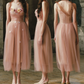 Ethereal Appliques Pink Prom Dress A-Line Spaghetti Straps Evening Dress C8512