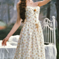 Chic Ruffles Floral Prom Dress A-Line Spaghetti Straps Evening Dress C8513