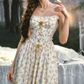 Chic Ruffles Floral Prom Dress A-Line Spaghetti Straps Evening Dress C8513