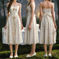 Chic Ruffles Floral Prom Dress A-Line Spaghetti Straps Evening Dress C8513