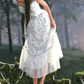 Dreamy A-Line Blue Prom Dress Floral Tulle Spaghetti Straps Evening Dress C8514