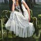 Dreamy A-Line Blue Prom Dress Floral Tulle Spaghetti Straps Evening Dress C8514