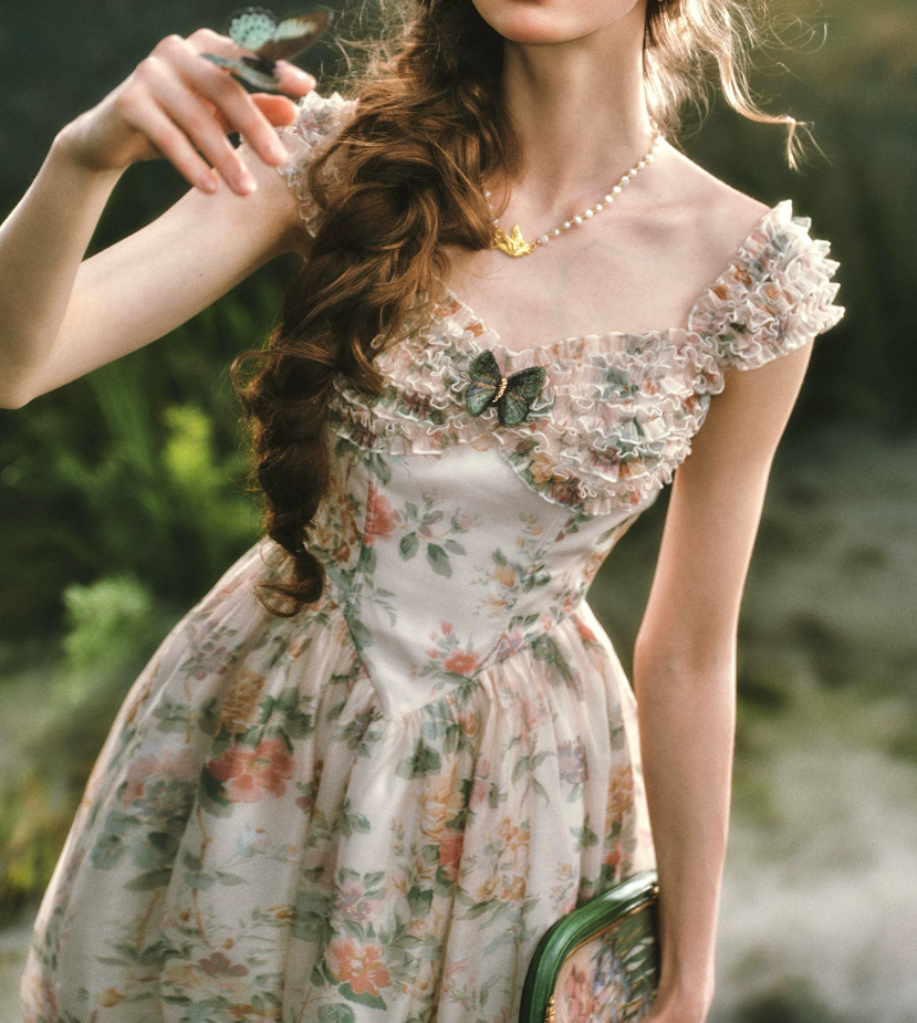Robe de bal de princesse bustier à volants en satin long, robe de soirée C8117