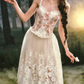 Ornate Spaghetti Straps Lace Prom Dress Floral Bows A-Line Evening Dress C8516