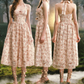Charming Halter Neck Prom Dress Lace Floral A-Line Evening Dress C8517