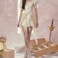 Mini robe de soirée en satin, sans bretelles, sans manches, ligne a, simple, C899