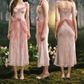 Ornate Spaghetti Straps Pink Prom Dress Ruffles Tulle Lace Sheath Evening Dress C8519