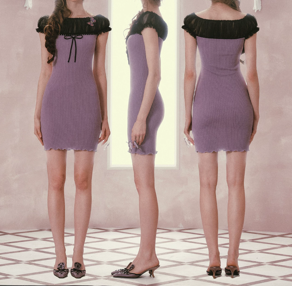 Unique Purple Homecoming Dress Boat Collar Sheath Birthday Dress C8520