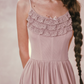 Robe de bal de princesse bustier à volants en satin long, robe de soirée C8117