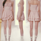Mini robe de soirée en satin, sans bretelles, sans manches, ligne a, simple, C899