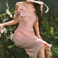 Trendy Spaghetti Straps Pink Prom Dress Appliques Beading Sheath Evening Dress C8527
