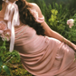 Trendy Spaghetti Straps Pink Prom Dress Appliques Beading Sheath Evening Dress C8527