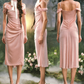 Trendy Spaghetti Straps Pink Prom Dress Appliques Beading Sheath Evening Dress C8527