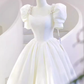 Fairytale A Line Short Sleeves Lace White Long Wedding Dresses C852