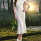 Elegant Boat Neck Prom Dress White Sheath Evening Dress C8530