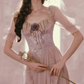Robe de bal de princesse bustier à volants en satin long, robe de soirée C8117