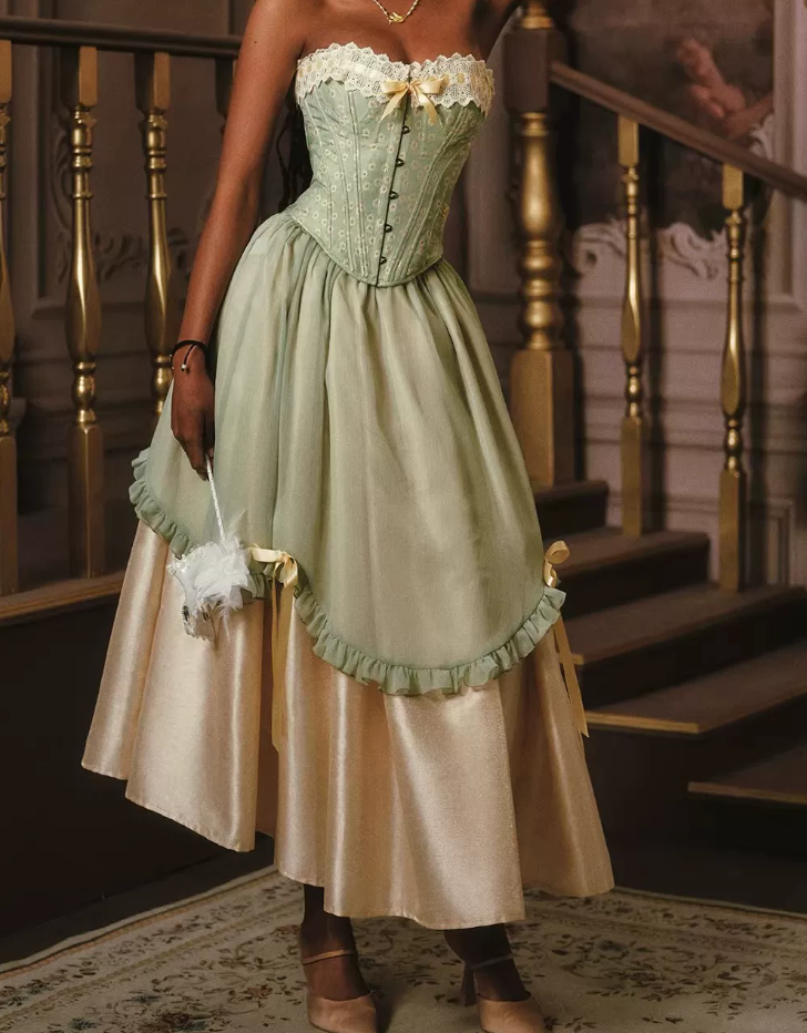 Robe de bal de princesse bustier à volants en satin long, robe de soirée C8117