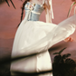 Alluring Blue Bodice Tulle White Prom Dress Appliques A-Line Evening Dress C8534