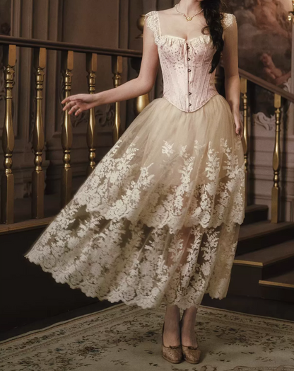 Robe de bal de princesse bustier à volants en satin long, robe de soirée C8117