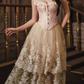 Robe de bal de princesse bustier à volants en satin long, robe de soirée C8117