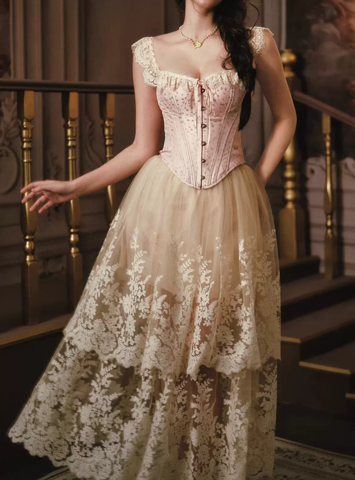 Robe de bal de princesse bustier à volants en satin long, robe de soirée C8117