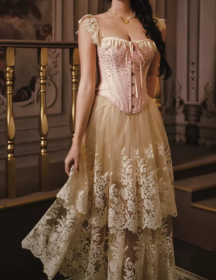 Robe de bal de princesse bustier à volants en satin long, robe de soirée C8117