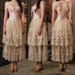 Robe de bal de princesse bustier à volants en satin long, robe de soirée C8117