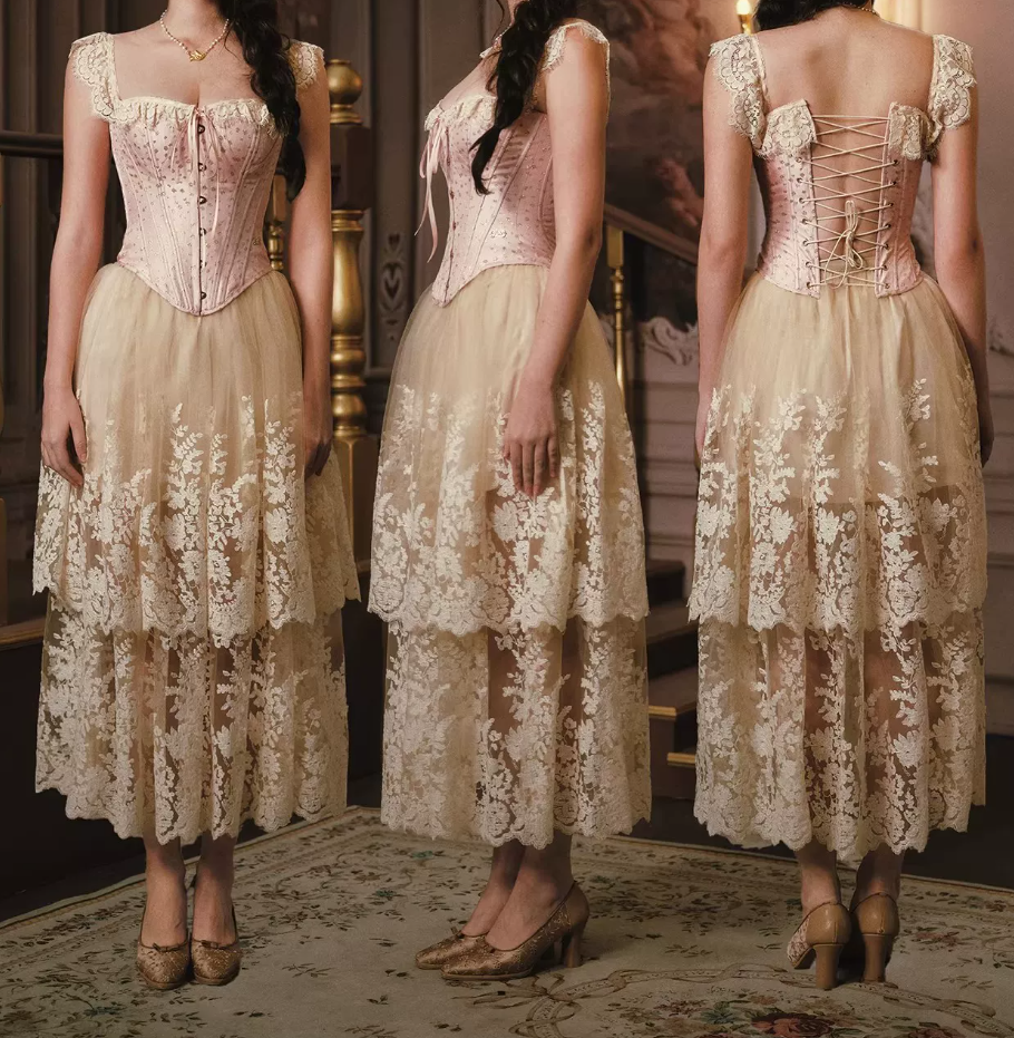 Robe de bal de princesse bustier à volants en satin long, robe de soirée C8117