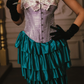 Vintage Strapless Purple Bodice Teal Prom Dress Tiered Sheath Evening Dress C8537