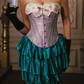 Vintage Strapless Purple Bodice Teal Prom Dress Tiered Sheath Evening Dress C8537