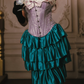 Vintage Strapless Purple Bodice Teal Prom Dress Tiered Sheath Evening Dress C8537