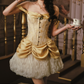Robe de bal de princesse bustier à volants en satin long, robe de soirée C8117