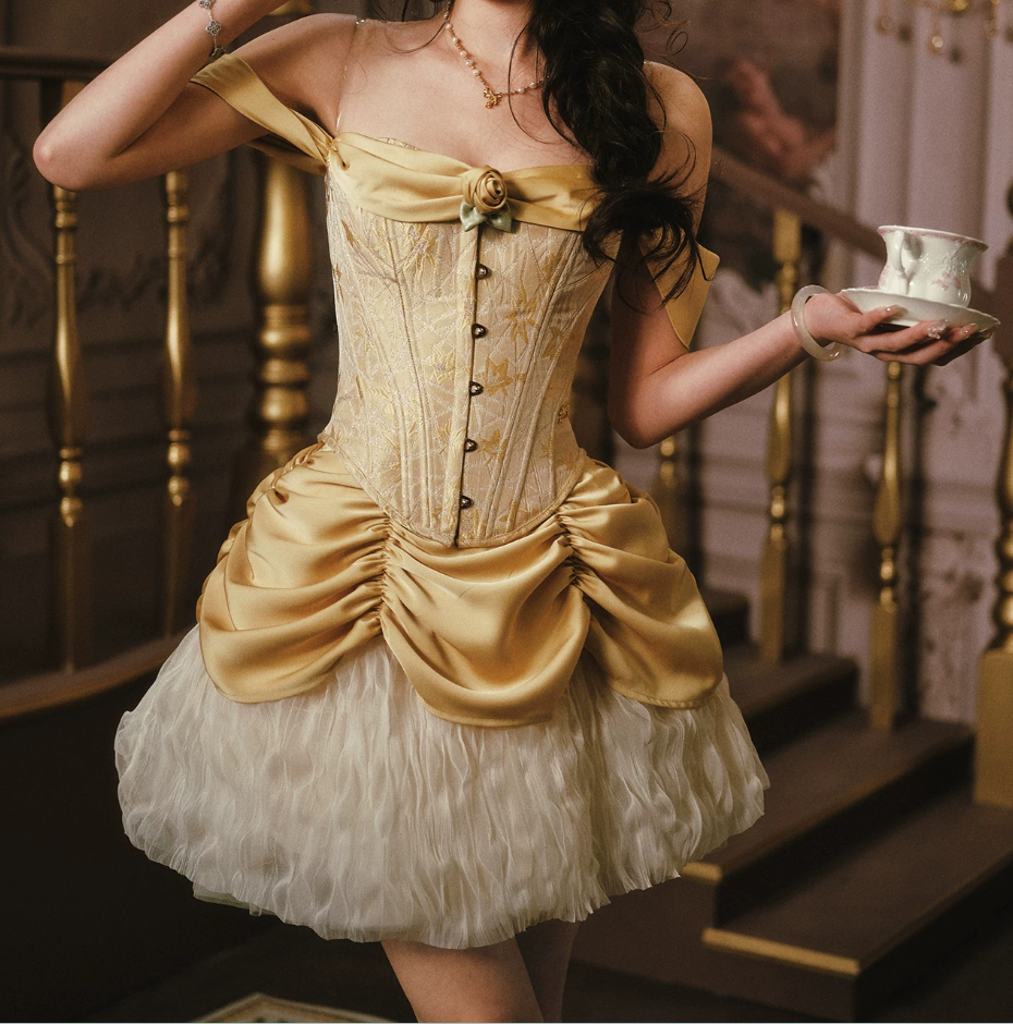 Robe de bal de princesse bustier à volants en satin long, robe de soirée C8117