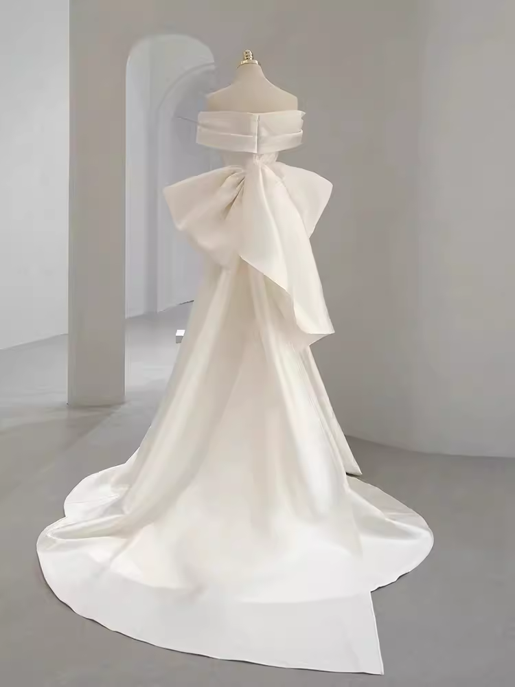 Fairytale Mermaid Off The Shoulder Short Sleeves White Long Wedding Dresses C853