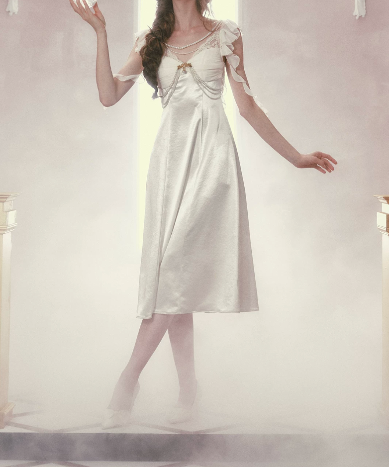 Robe de bal de princesse bustier à volants en satin long, robe de soirée C8117