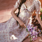 Trendy Short Sleeve V Neck Prom Dress Floral Ruffles A-Line Evening Dress C8543